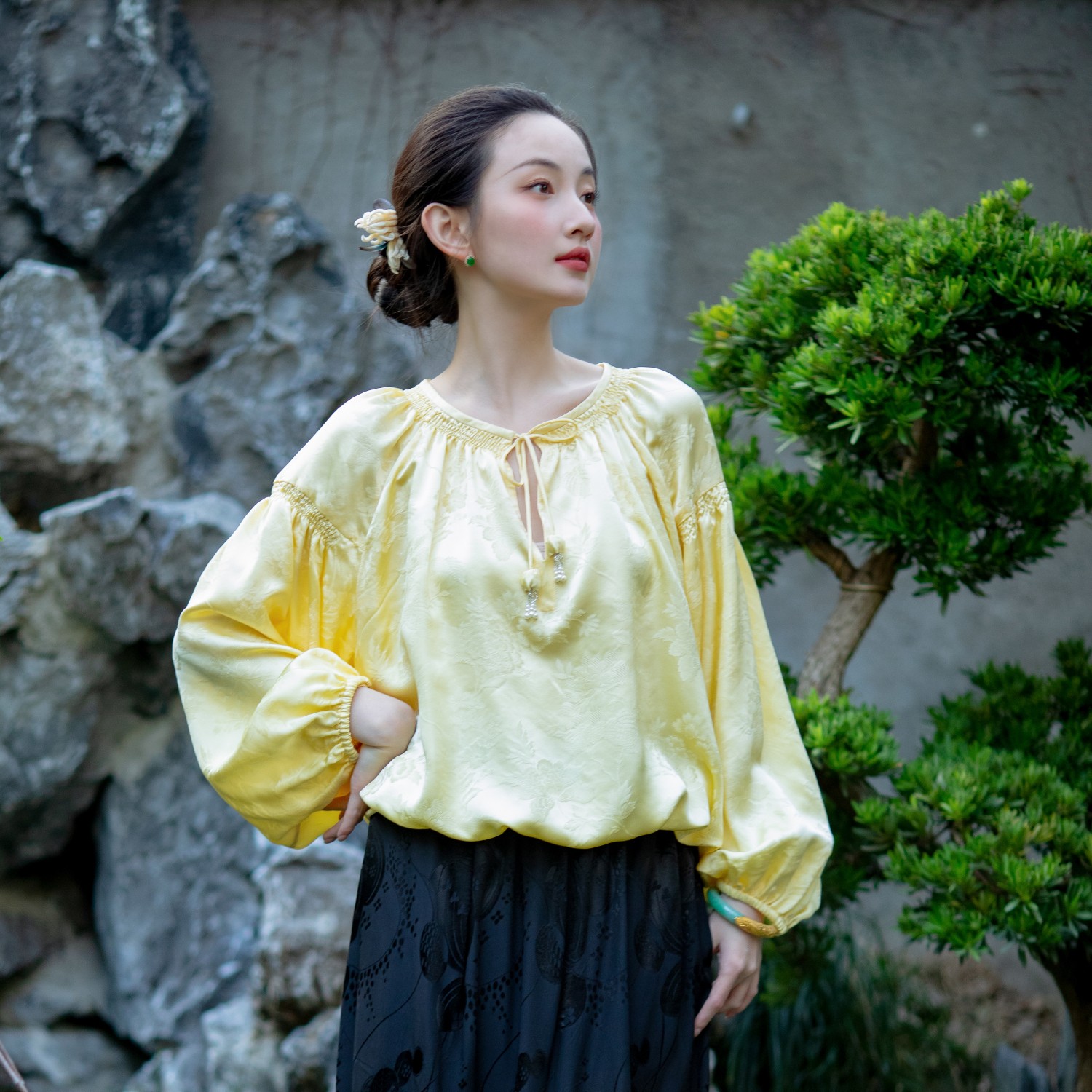 缃叶清瑶丨一城风絮丨桑波缎衬衫