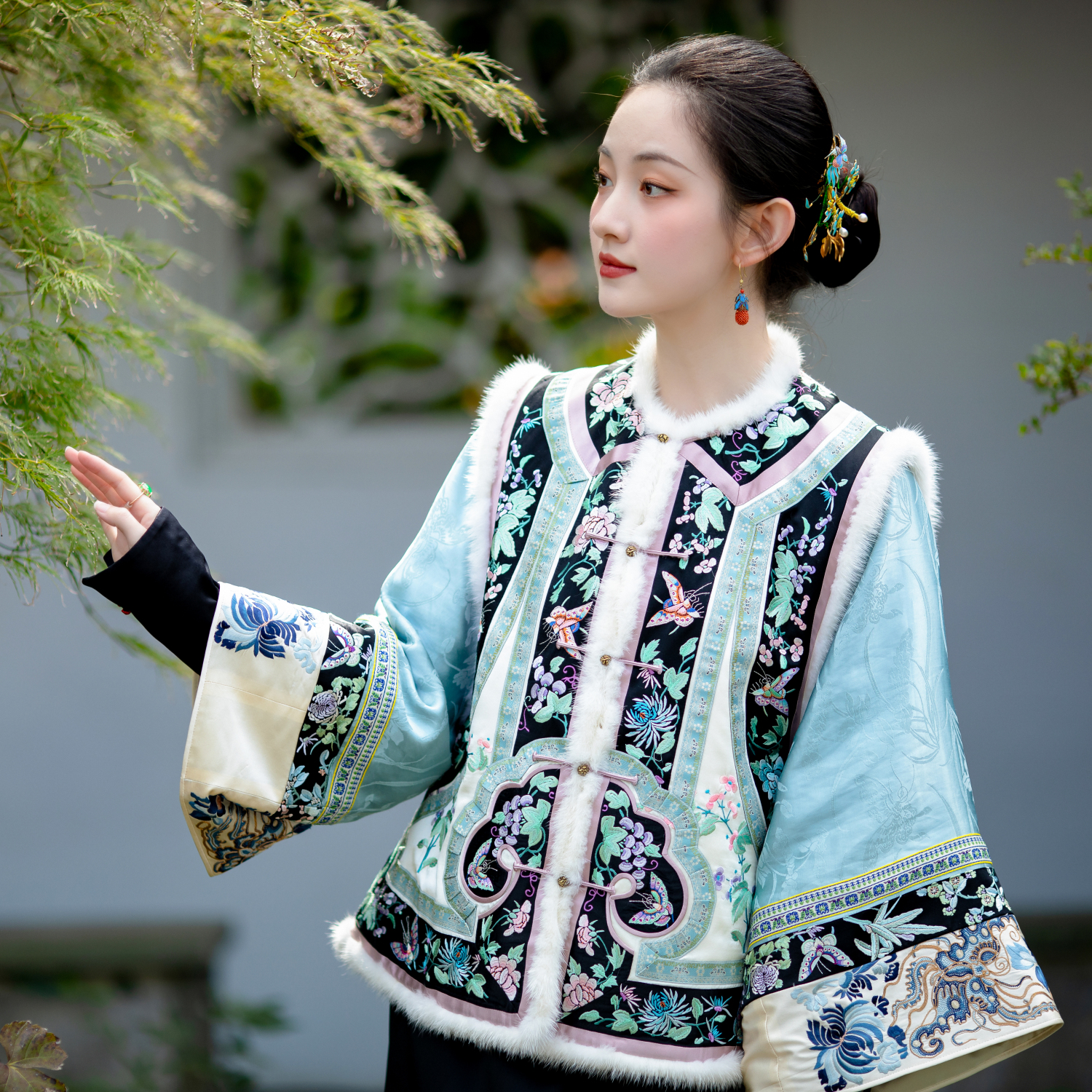 蝶舞藤畔丨一城风絮丨秋冬厚马夹