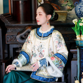 秋冬复原国风满绣花貂毛加厚保暖原创款 蝶韵恋曲 一城风絮 袍褂