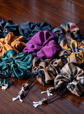 云鬓初绾丨福利回馈款丨真丝香云纱印花提花复古中式弹力大肠发圈