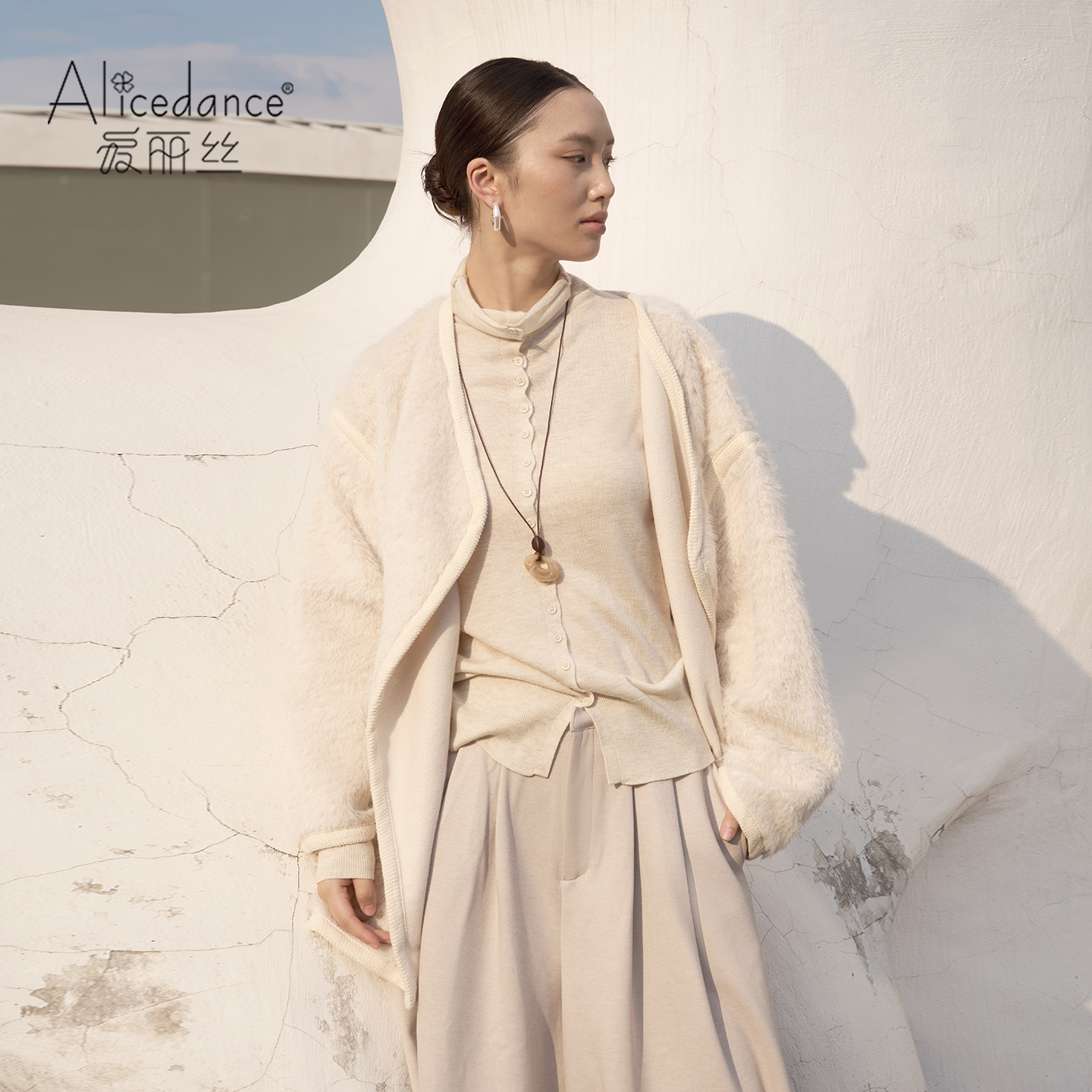 极简风宽松毛呢外套女