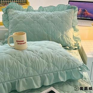 四季 家用48x74双人枕头单人枕套花边枕头套r 加厚成人枕套一对装