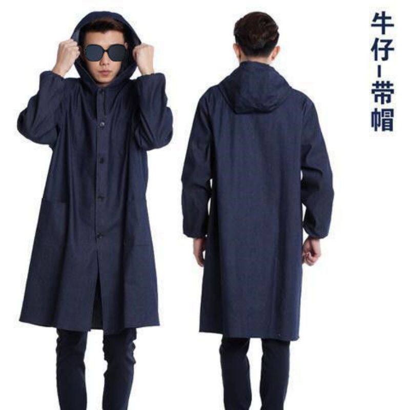 带帽纯棉牛仔大褂工作服男长款耐脏防尘搬运服耐磨劳保服定制印字