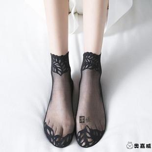 女士袜子中筒2025新款 冰丝袜ins潮短袜复古蕾丝花边船袜 夏季 薄款