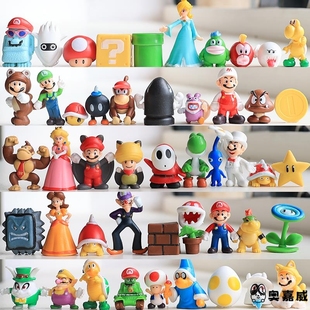 蛋糕烘焙装饰摆件超级玛丽奥耀西手办公仔马里奥模型儿童玩具摆件