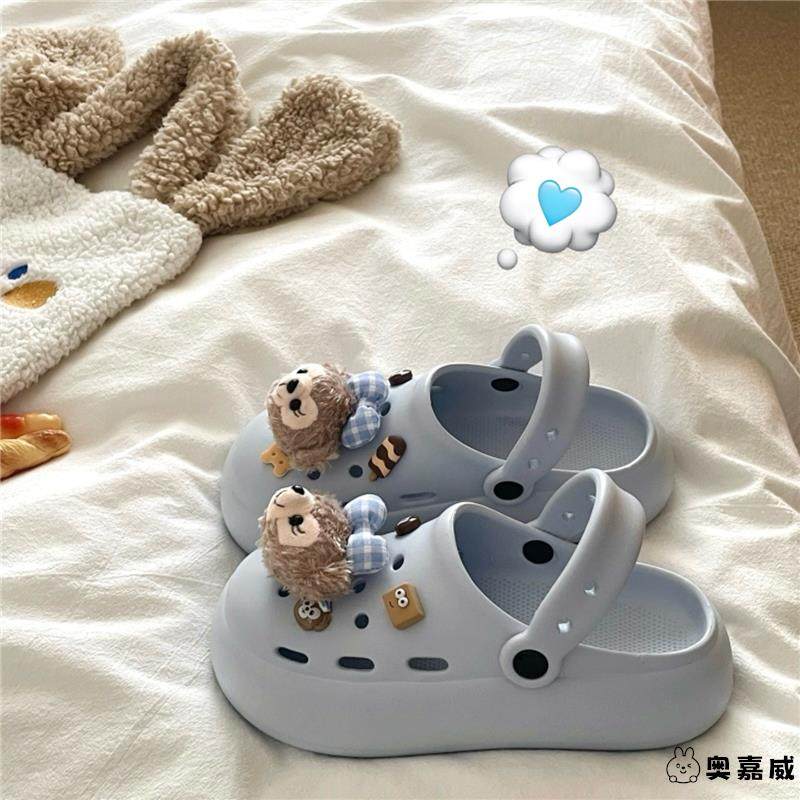 海盐蓝雪莉玫~！可爱ins软萌两穿洞洞鞋女外穿透气厚底增高凉拖鞋,女鞋,洞洞鞋,淘宝优惠券,粉丝福利购,淘宝优惠卷