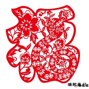 马年剪纸窗花中国特色手工纸质贴纸作品装饰画过年喜庆用品中英文