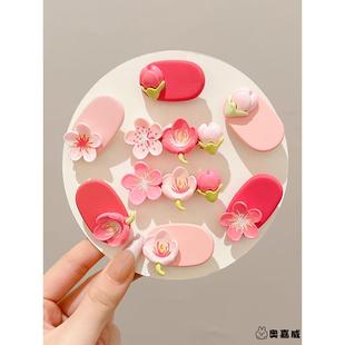 粉色甜美pom pom发夹女边夹侧边夹子前额刘海夹少女bb夹发卡头饰