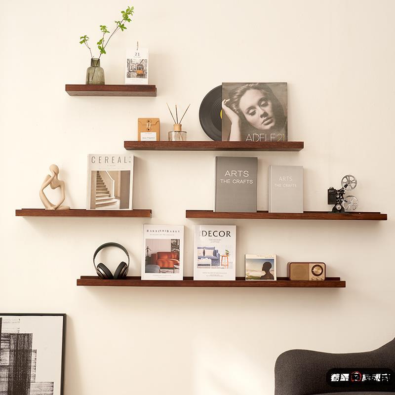 墙壁挂式置物架免打孔实木墙上隔板餐厅厨房墙壁挂墙搁板一字板