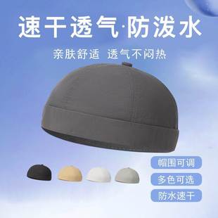 秋季雅痞帽工装速干薄款地主帽女日系无檐沿西瓜帽子寸头瓜皮帽男