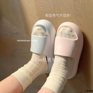 女夏外穿厚底增高软底防滑海边沙滩适合暴走不累脚凉拖鞋 网红拖鞋
