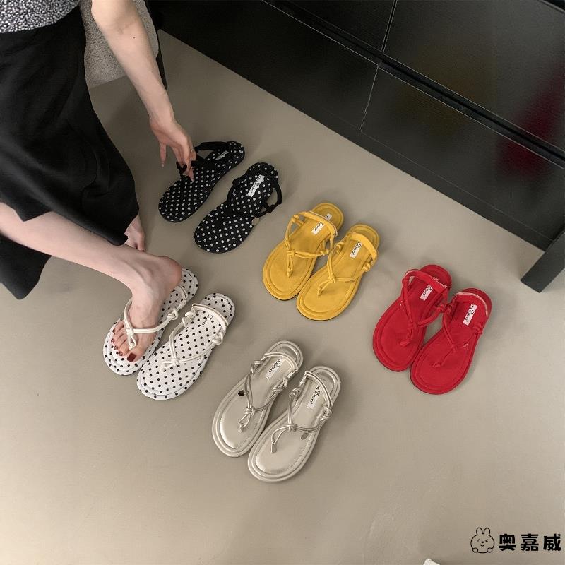 平底复古夹趾法式凉鞋女鞋子2025新款秋季韩