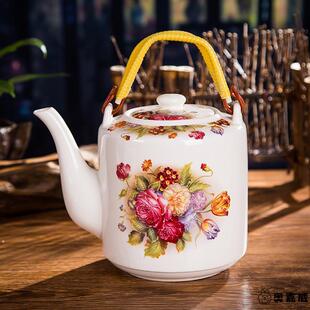 老式景德镇陶瓷泡茶壶大容量凉水壶耐高温壶青花瓷壶号提梁大茶杯