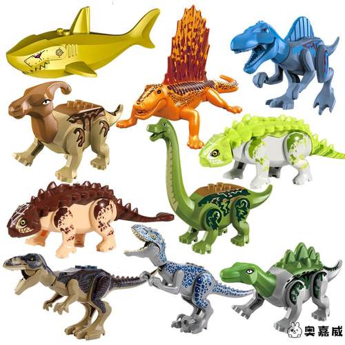 拼装恐龙益智侏罗纪积木甲龙沧龙暴虐龙霸王