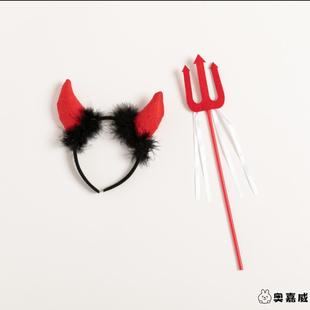 饰 扮儿童成人黑色羽毛翅膀表演发卡装 2025新款 万圣节道具节目装