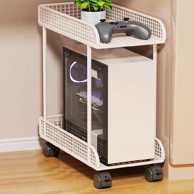 主机托架台式电脑主机箱托架底座置物架带轮可移动两层铁艺放置架