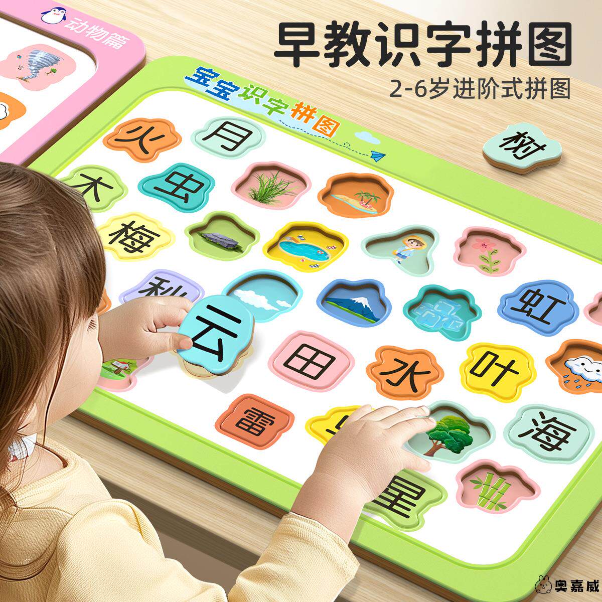 幼儿早教识字拼图宝宝认字卡片园23到6岁儿童注意力男生益智玩具