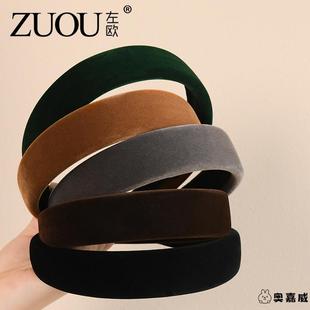 发箍女2025新款发卡法式复古高颅顶压发头箍高级海绵宽黑发夹头饰