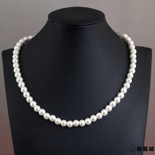 白色珍珠项链拍照摄影道具大颗仿珍珠长款项链旗袍婚纱礼服配饰品