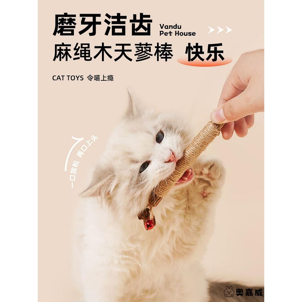 大号猫薄荷球木天蓼磨牙棒猫玩具解闷逗猫棒耐咬猫咪用品养猫神器