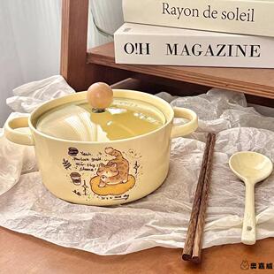 泡面碗宿舍学生带盖可爱猫咪陶瓷专用大容量螺蛳粉碗饭碗可微波炉
