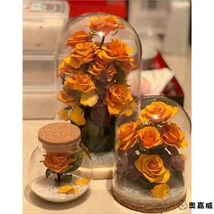 干花相框玻璃罩保存瓶玫瑰花束软木塞透明收纳展示盒永生摆件制作