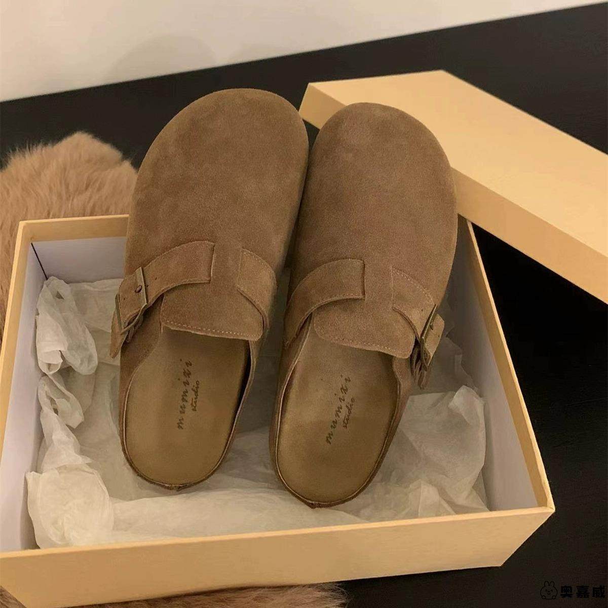 厚底真皮加绒勃肯鞋毛毛拖鞋女鞋子2025春秋季外穿百搭博肯鞋单鞋,女鞋,勃肯鞋/软木鞋,淘宝优惠券,粉丝福利购,淘宝优惠卷