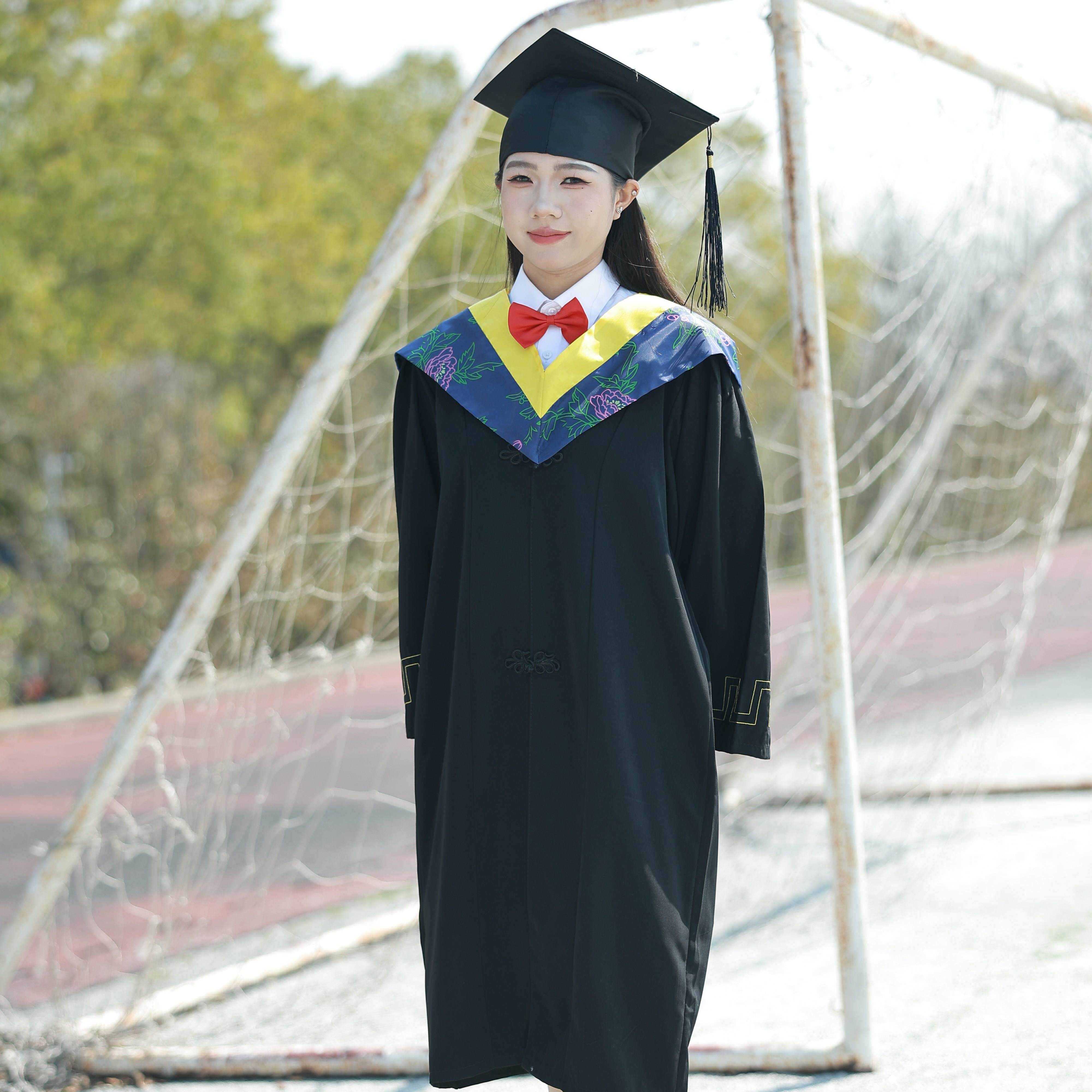 大学生抗皱免烫学士服高质量学位文科本科硕士服学院风毕业袍男女