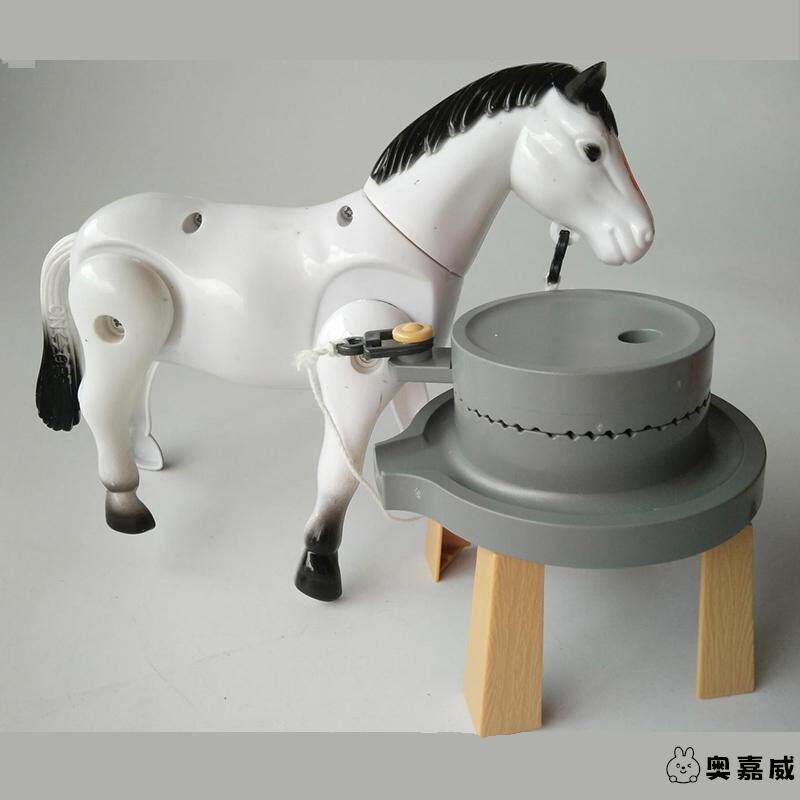 电动仿真小马走路小毛驴拉磨小马拉车推磨玩