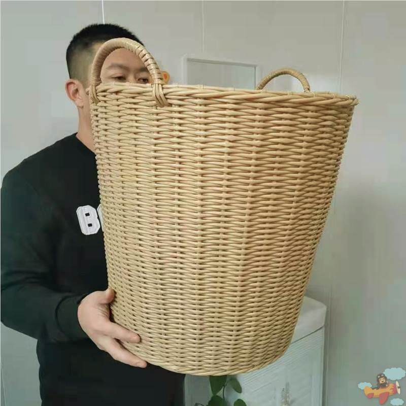 竹编鞋套回收筐收纳篮置物篮玩具藤编收纳筐家用放衣服脏衣篮篓子