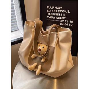 帆布包大容量上班通勤女新款手提袋学生包包女式推特托特包小个子