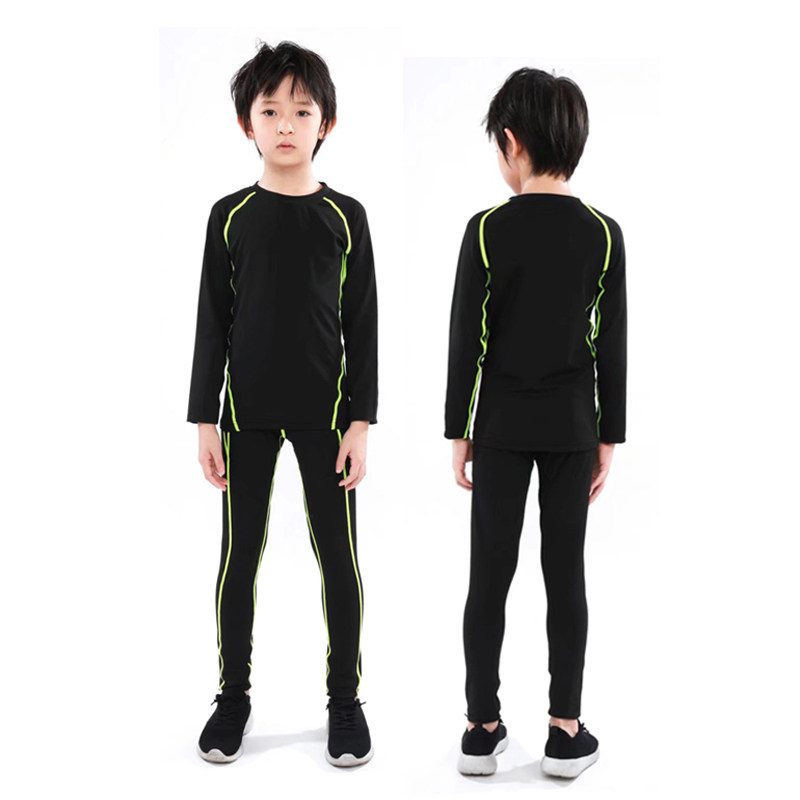 儿童紧身衣训练服长袖女男童秋冬篮球足球打底运动健身服套装男孩