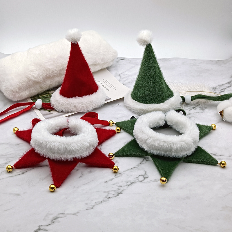 猫咪围脖装扮狗狗装饰品围巾平安夜铃铛宠物圣诞节日口水巾元旦