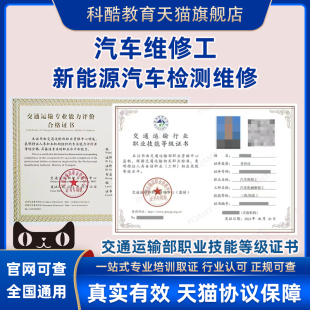 新能源汽车维修工公路养护工筑路工机动车驾驶教练员技能等级证书