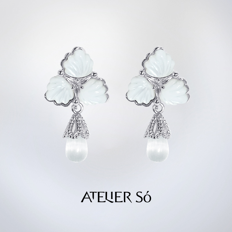 ATELIERSO925纯银三花吊坠耳钉