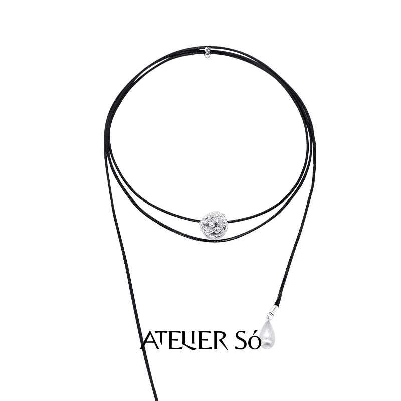ATELIERSO倪索银球皮绳项链