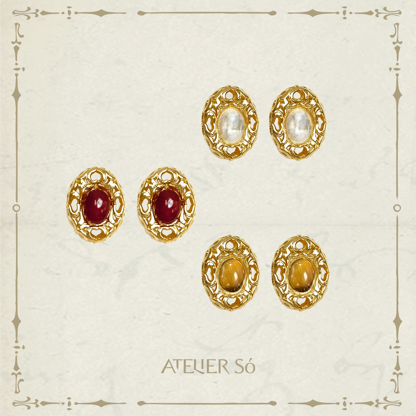 ATELIERSO 26SS 金枫露耳钉（白水晶）