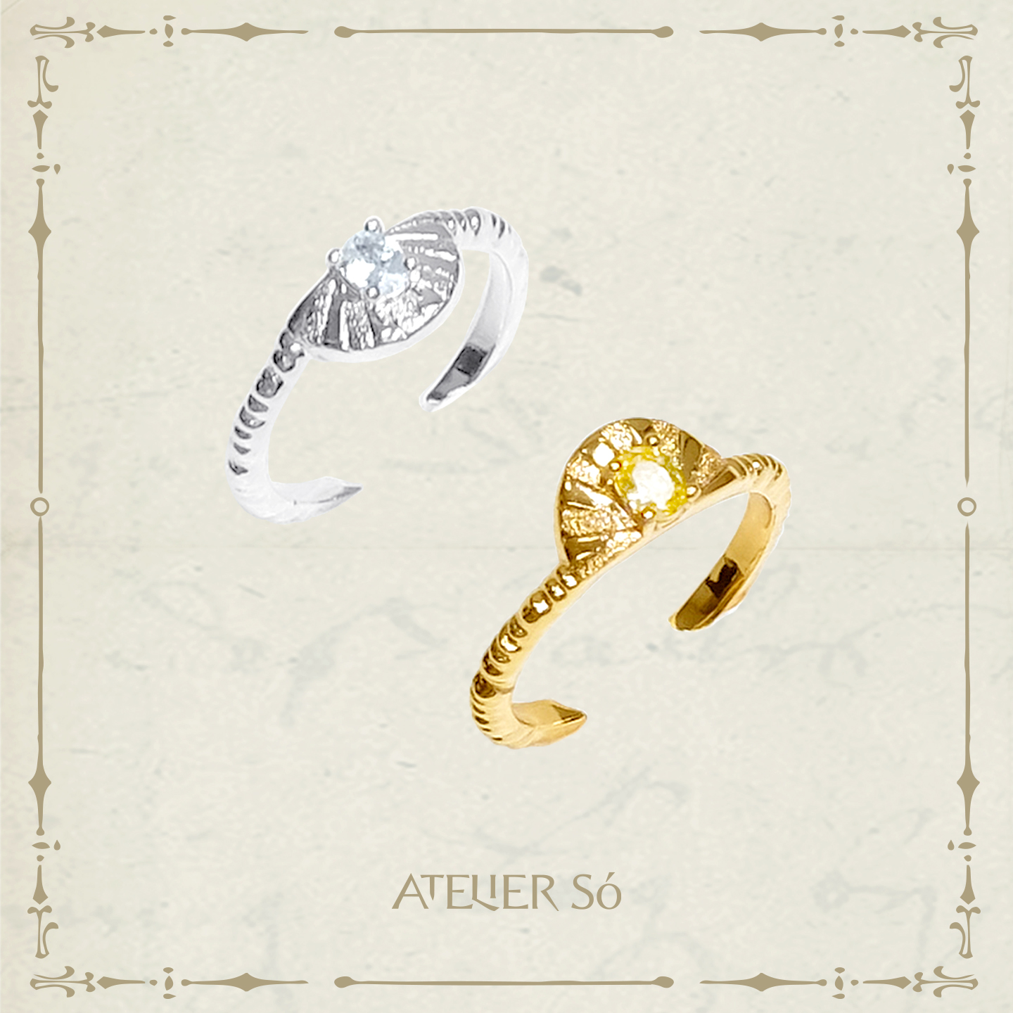 ATELIERSO 26SS扇形钉砂戒指