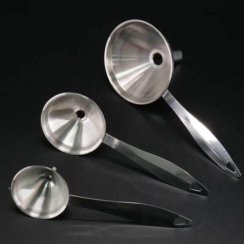 安达通不锈钢漏斗实验室油漏酒漏三件套多用途锥形带手柄油漏漏斗