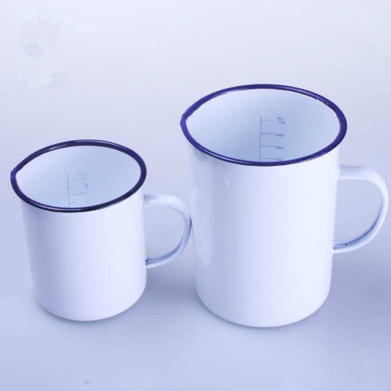 实验室搪瓷量杯500 1000ML 液体杯刻度杯 刻度量筒 带手柄烧杯