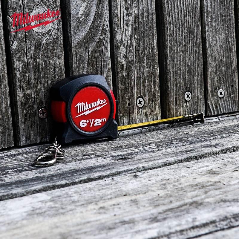 米沃奇milwaukee卷尺2米迷你钢卷尺家用小尺子测量工具耐磨高精