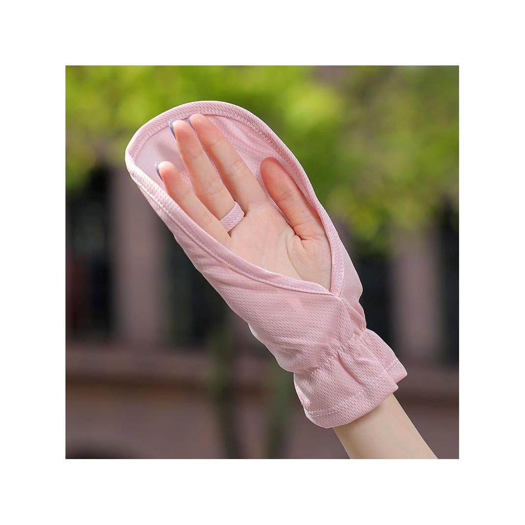 防晒手套女士短款开车专用夏季薄款骑电动车遮阳冰丝露指遮手背z