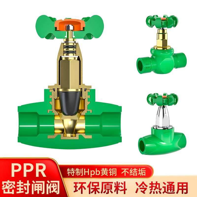 ppr软密封闸阀4/6分1寸20管道止水阀芯手动闸阀水开关25水表阀门