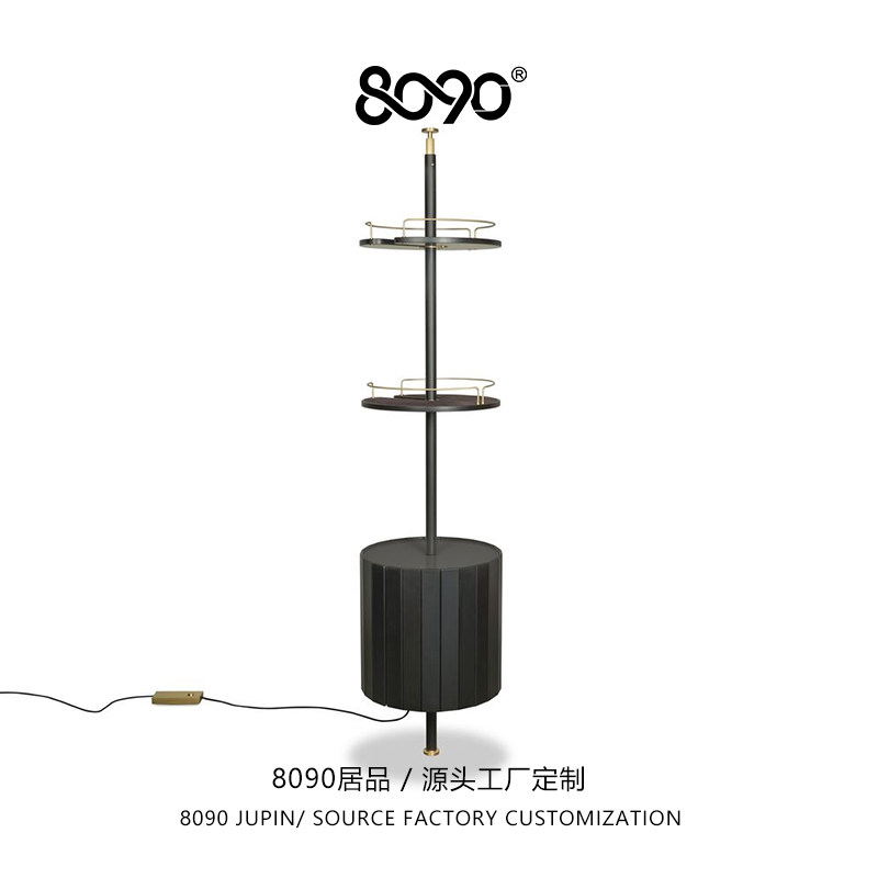 复古多层圆形落地置物陈列架