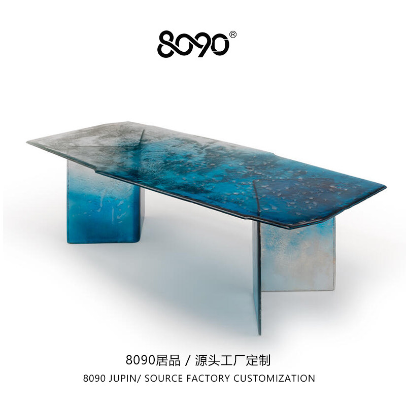 8090居品热熔钢化玻璃渐变色餐桌