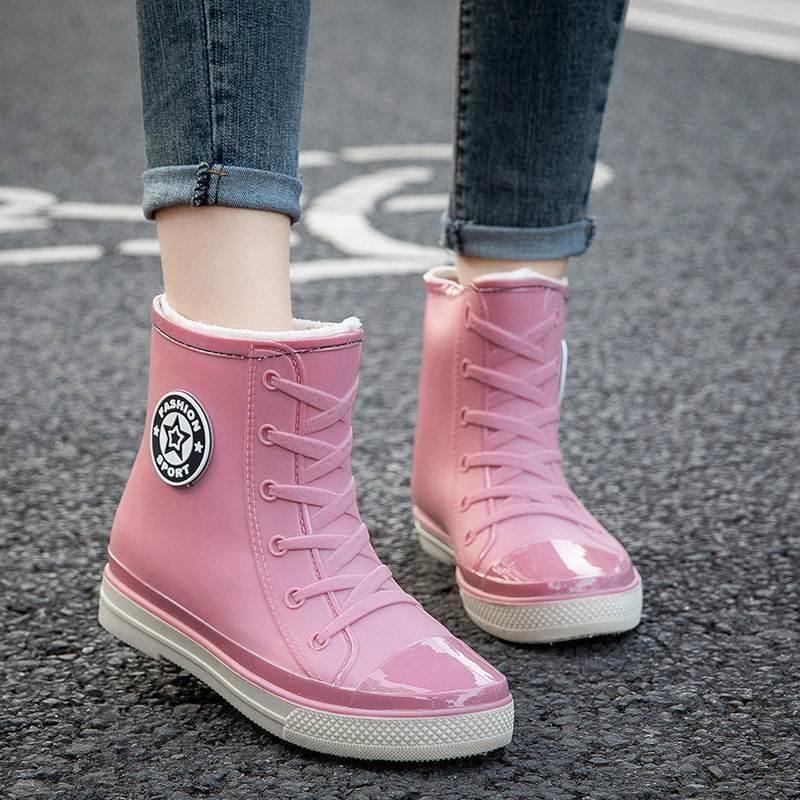 加绒雨鞋女时尚款外穿2024冬季短筒加棉新款雨靴加厚水鞋防水胶鞋