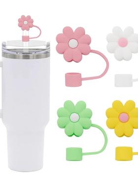 4Pcs 0.4in Diameter Cute Silicone Straw vers Cap for Stanley