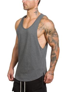 Mens vest solid color summer tank Man gym Singlet背心男V领棉