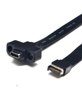 USB3.2挡板线19PIN/TYPE-E转type-C前置C母PCI位10G/20Gbps短扁线