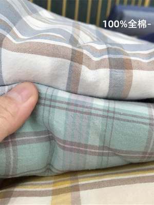 日系全棉水洗棉床单单件夏季纯棉单人宿舍被单被套格子枕套三件套